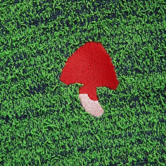 Cider Green & Navy Mushroom Embroidery Textured Gardencore Fairycore Sweater - Picture 5 of 10